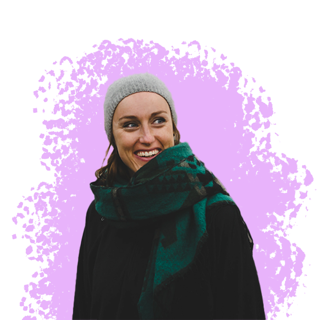 Woman in a scarf smiling