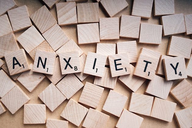 Scrabble pieces spelling out Anxiety
