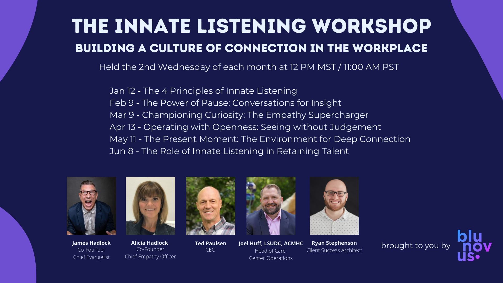 Innate listening workshop with headshots of presenters