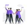 Teamwork with 4 racially diverse people (illustration)