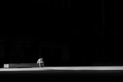 Man alone on bench